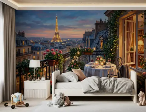 Romantic Parisian Evening Wall Mural