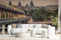 Parisian Bridge Evening Cityscape Wall Mural