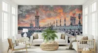 Parisian Grand Bridge Sunset Wall Mural