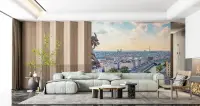 Paris Rooftop View with Notre Dame Gargoyle Wall Mural