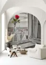 Romantic Red Rose Parisian Cityscape Wall Mural 3