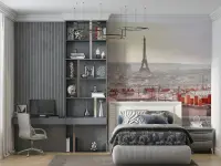 Parisian Rooftops with Eiffel Tower Wall Mural