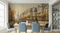 Romantic Parisian Cityscape Wall Mural