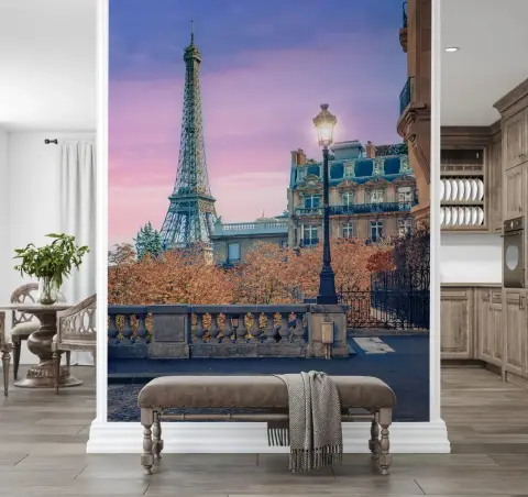Parisian Evening Street Lamp Wall Mural