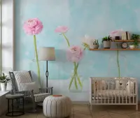 Dreamy Pastel Ranunculus Floral Wall Mural