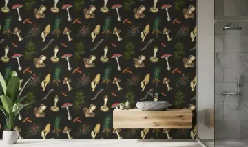 Vintage Forest Mushroom Botanical Wallpaper
