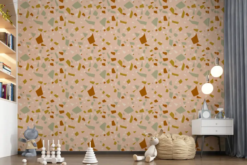 Peach Sage Terrazzo Wallpaper Mediterranean Wallpaper