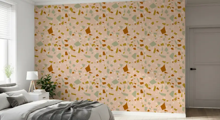 Peach Sage Terrazzo Wallpaper Mediterranean Wallpaper