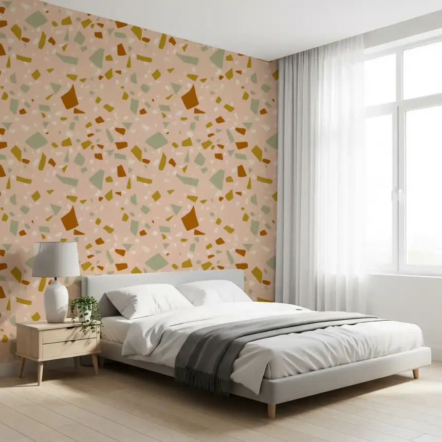 Peach Sage Terrazzo Wallpaper Mediterranean Wallpaper
