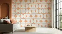 Terracotta and White Geometric Circles Wallpaper