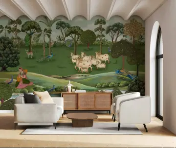 Pichwai Pastoral Forest Wall Mural