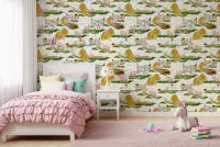 Playful Farm Animals Watercolor Wallpaper