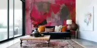 Vibrant Abstract Pink & Grey Artistic Wall Mural