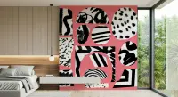 Abstract Graphic Shapes Pink Wall Mural