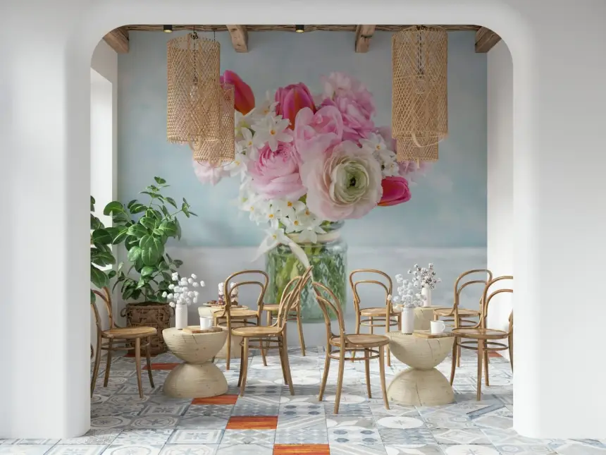 Pink Floral Bloom Wall Mural