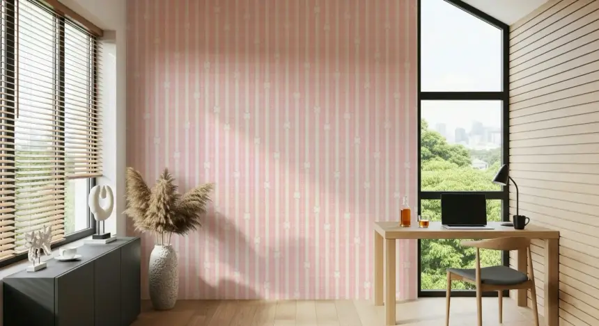 Pink Petals & Stripes Wallpaper