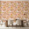 Whimsical Pink Vegetable & Fruit Pattern Wallpaper 3