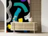Dynamic Multicolor Brushstrokes Dark Background Wallpaper Mural 4