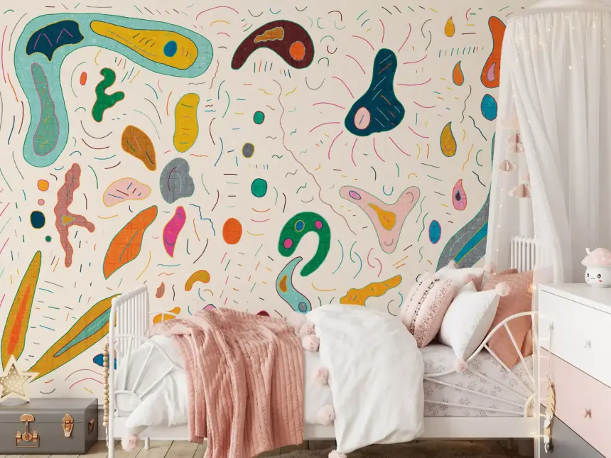 Playfull Abstract Shapes Wall Mural