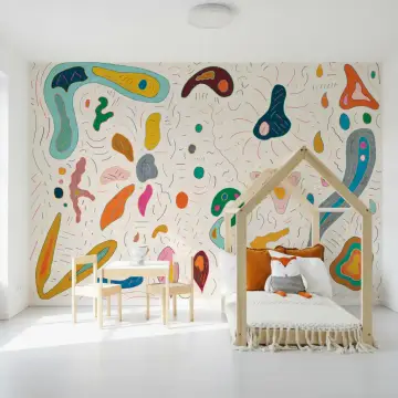Whimsical Cell Shapes Colorful Lines Kids Wallpaper Mural