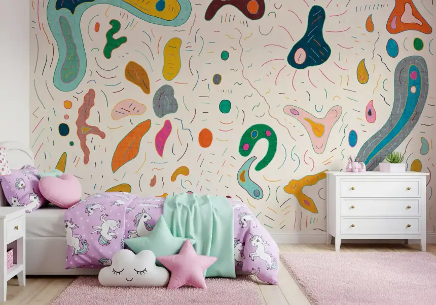 Playfull Abstract Shapes Wall Mural