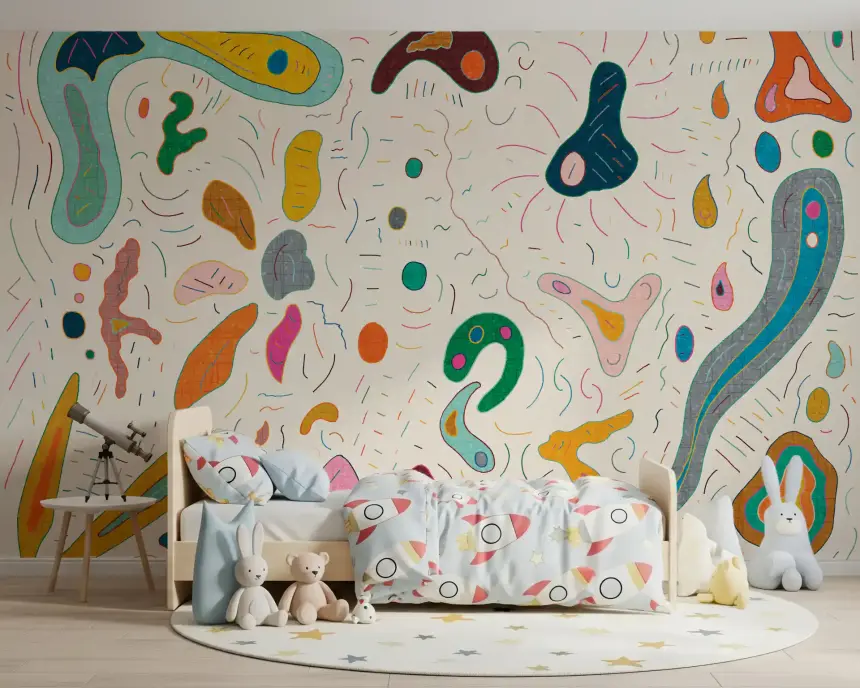 Playfull Abstract Shapes Wall Mural