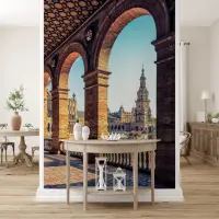 Golden Geometric Ceiling Seville Archway Wallpaper
