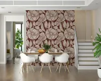 Contemporary Burgundy Poppy Floral Wall Mural