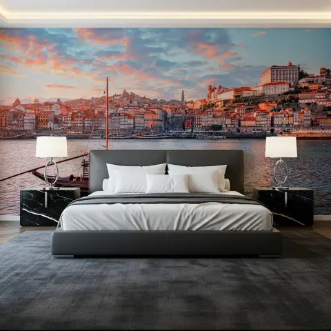 Porto Riverside Cityscape Sunset Wall Mural