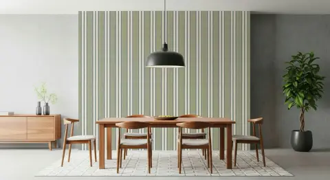 Minimalist Sage Green Vertical Stripe Wallpaper