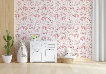 Playful Pink Watercolor Bows Wallpaper