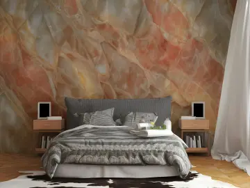 Luminous Peach Onyx Marble Effect Wallpaper