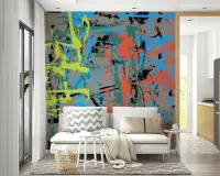 Vibrant Dynamic Abstract Brushstroke Wall Mural