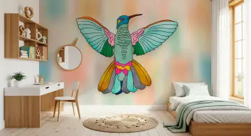 Vibrant Hummingbird Design Children's Wall Mural