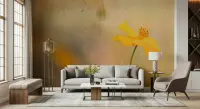 Golden Cosmos Bloom Textured Wall Mural