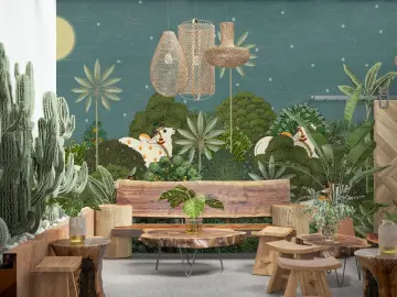 Night Forest Cow Wall Mural