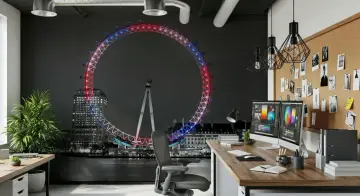 Vibrant London Eye Night Cityscape Wall Mural