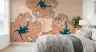 Contemporary Peach Teal Stylized Floral Wall Mural 4