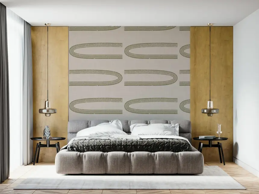 Retro Arch Lines - Sage & Olive Mid Century Modern Wallpaper