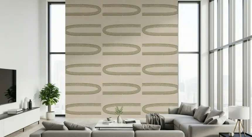 Retro Arch Lines - Sage & Olive Mid Century Modern Wallpaper