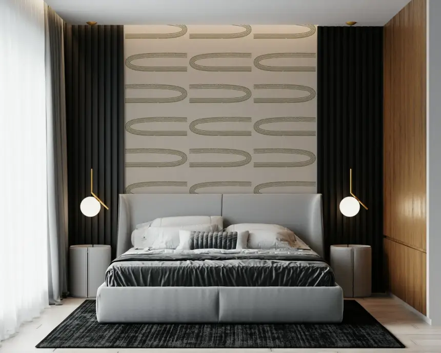Retro Arch Lines - Sage & Olive Mid Century Modern Wallpaper