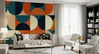 Vibrant Mid-Century Modern Geometric Circles Wallpaper