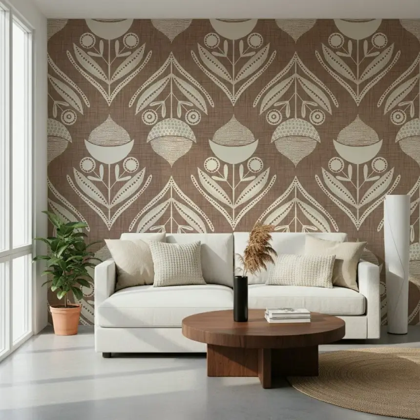 Retro Folk Floral Wallpaper -3017129