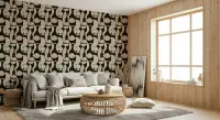 Organic Geometric Pattern Wallpaper in Blush and Black