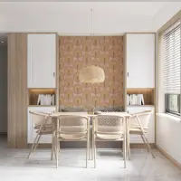 Blush Pink Art Deco Palm Motif Wallpaper