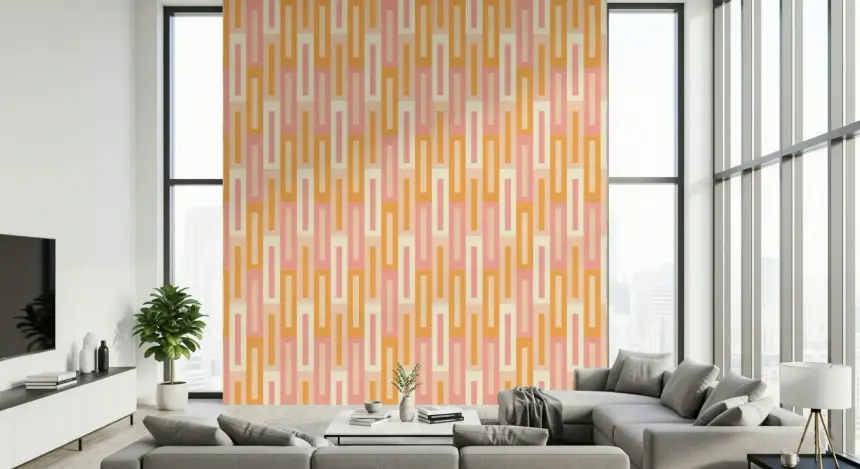 Retro Peach Maze Wallpaper