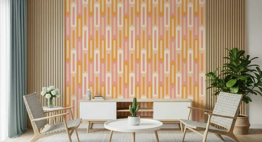 Retro Peach Maze Wallpaper
