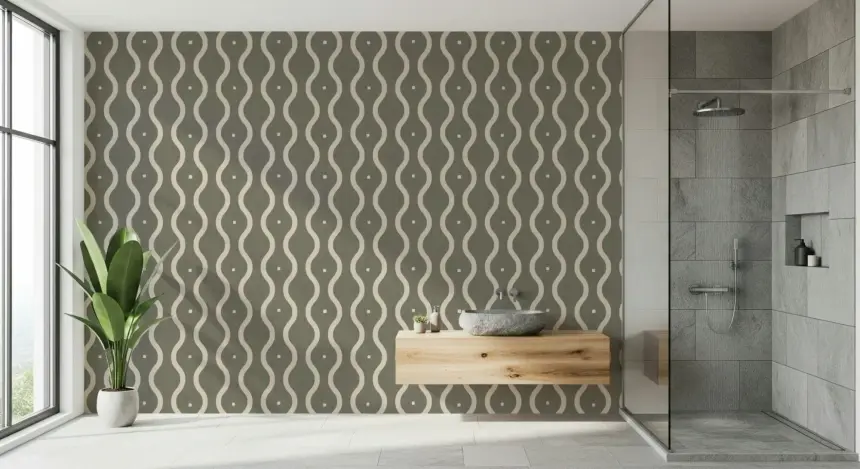 Retro Rhythm Taupe Wallpaper