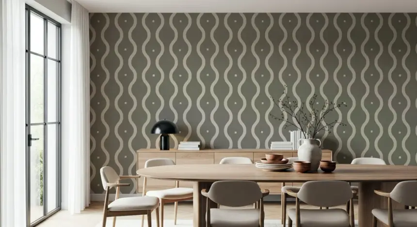 Retro Rhythm Taupe Wallpaper