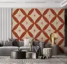 Retro Terracotta Starburst Geometric Wallpaper 3